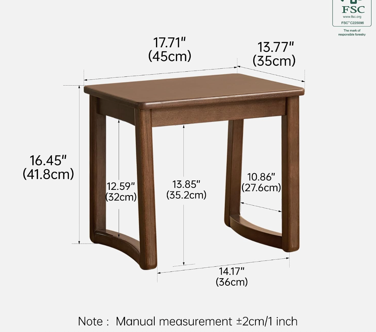 Solid Rubberwood Square Stool