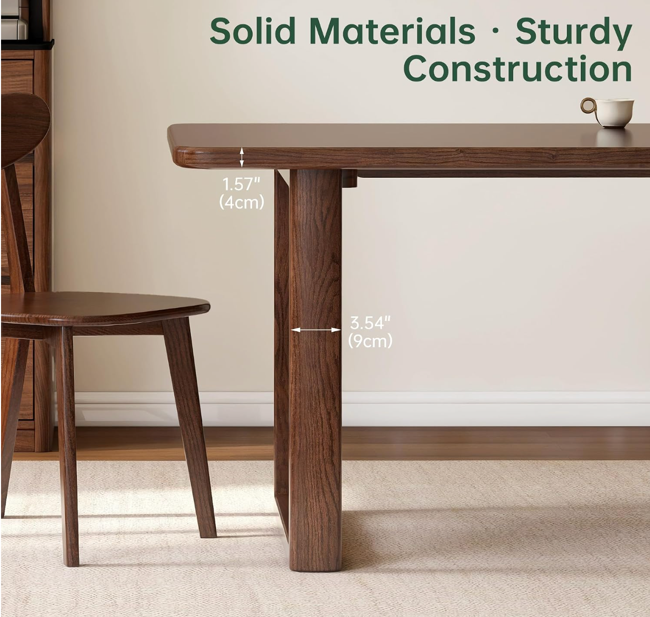 Black Walnut, Oak Solid Wood Dining Table with Industrial Trestle Legs