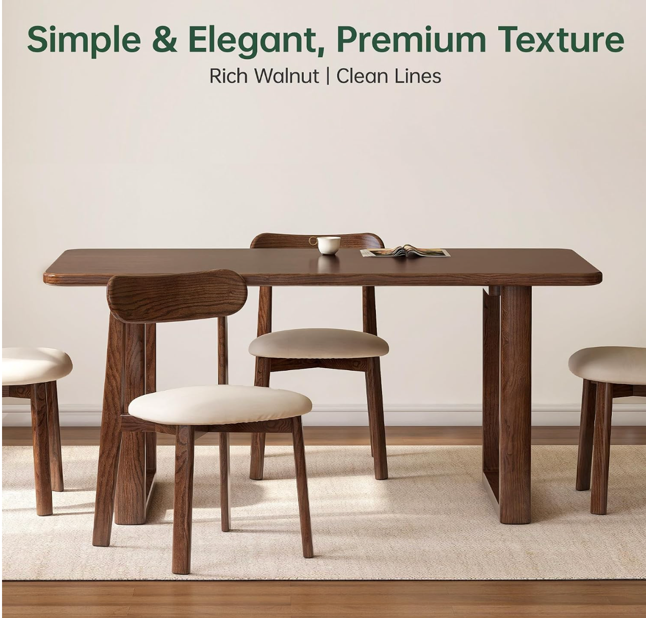 Black Walnut, Oak Solid Wood Dining Table with Industrial Trestle Legs