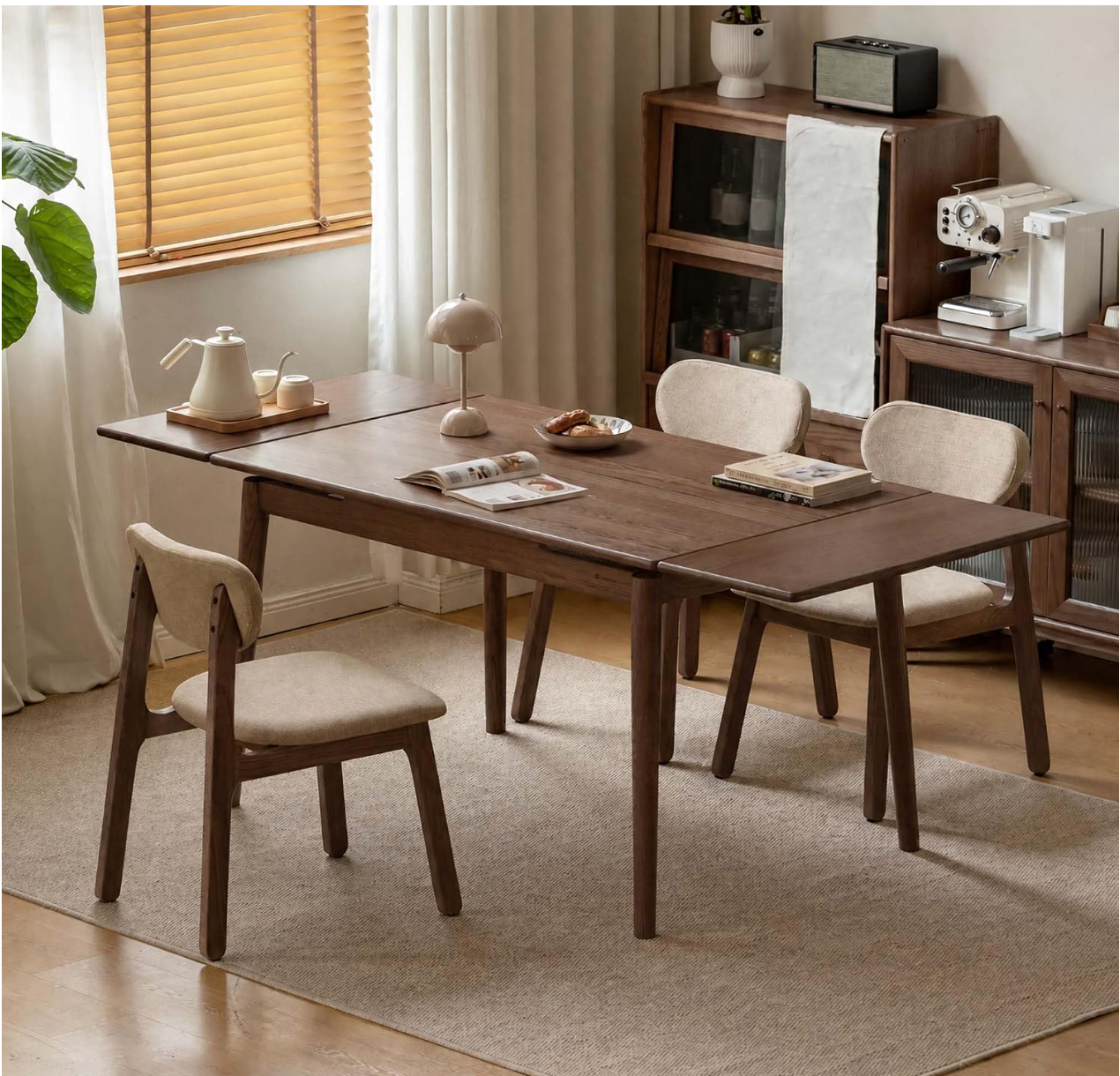 Oak Solid Wood Retractable Tabletop Dining Table