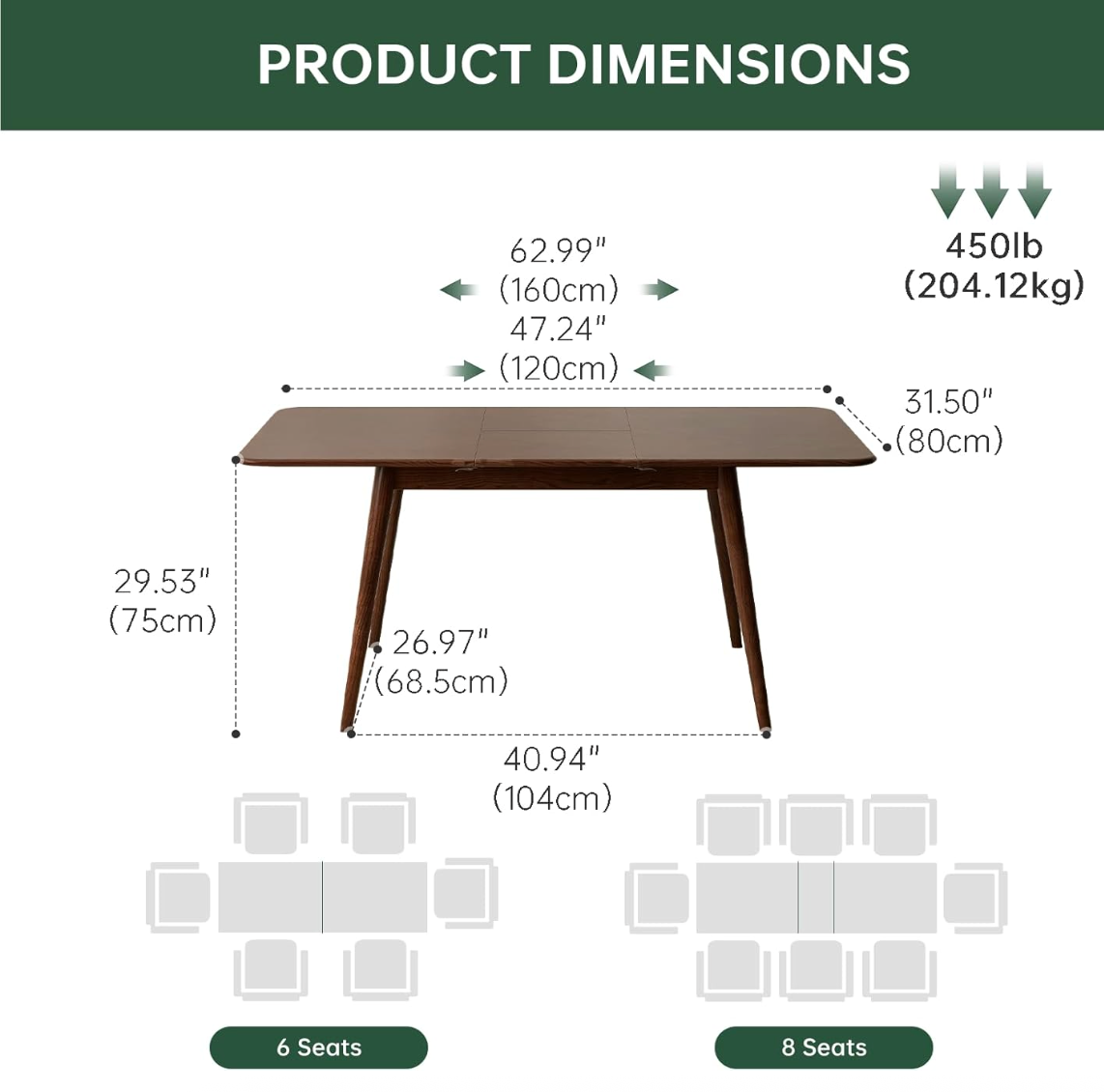Oak Solid Wood Telescopic Folding Dining Table