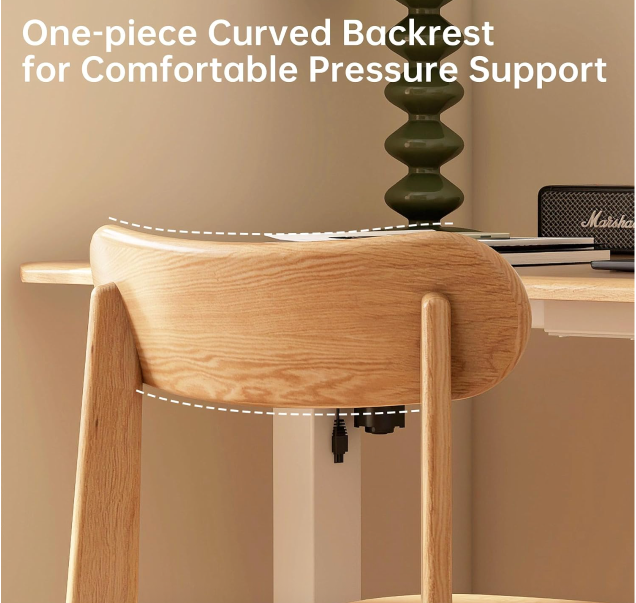 Oak Solid Wood Kitchen Chairs with Curved Backrest