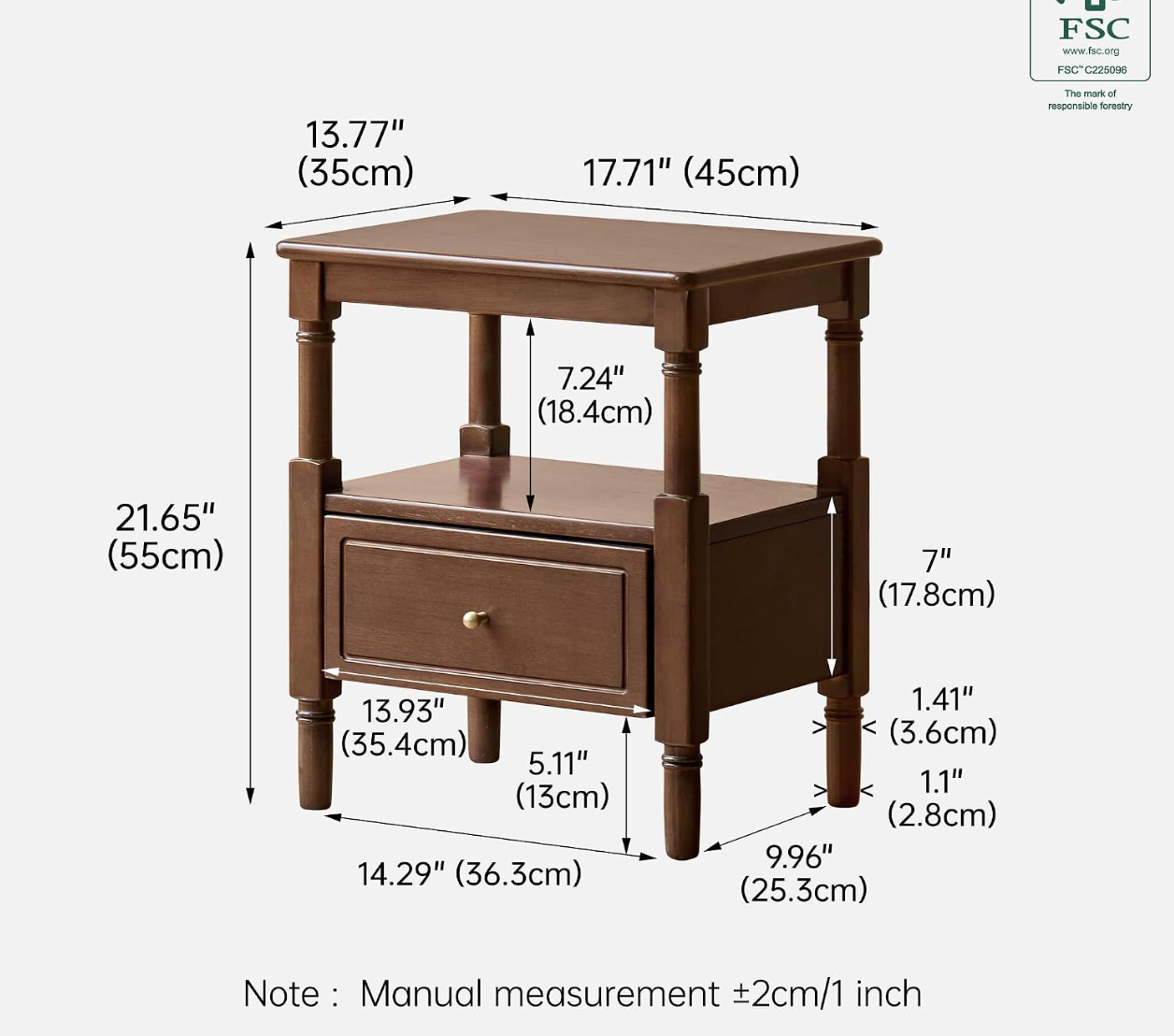 Solid RubberWood, Poplar Nightstand with Reeded Glass Door and Turned Legs