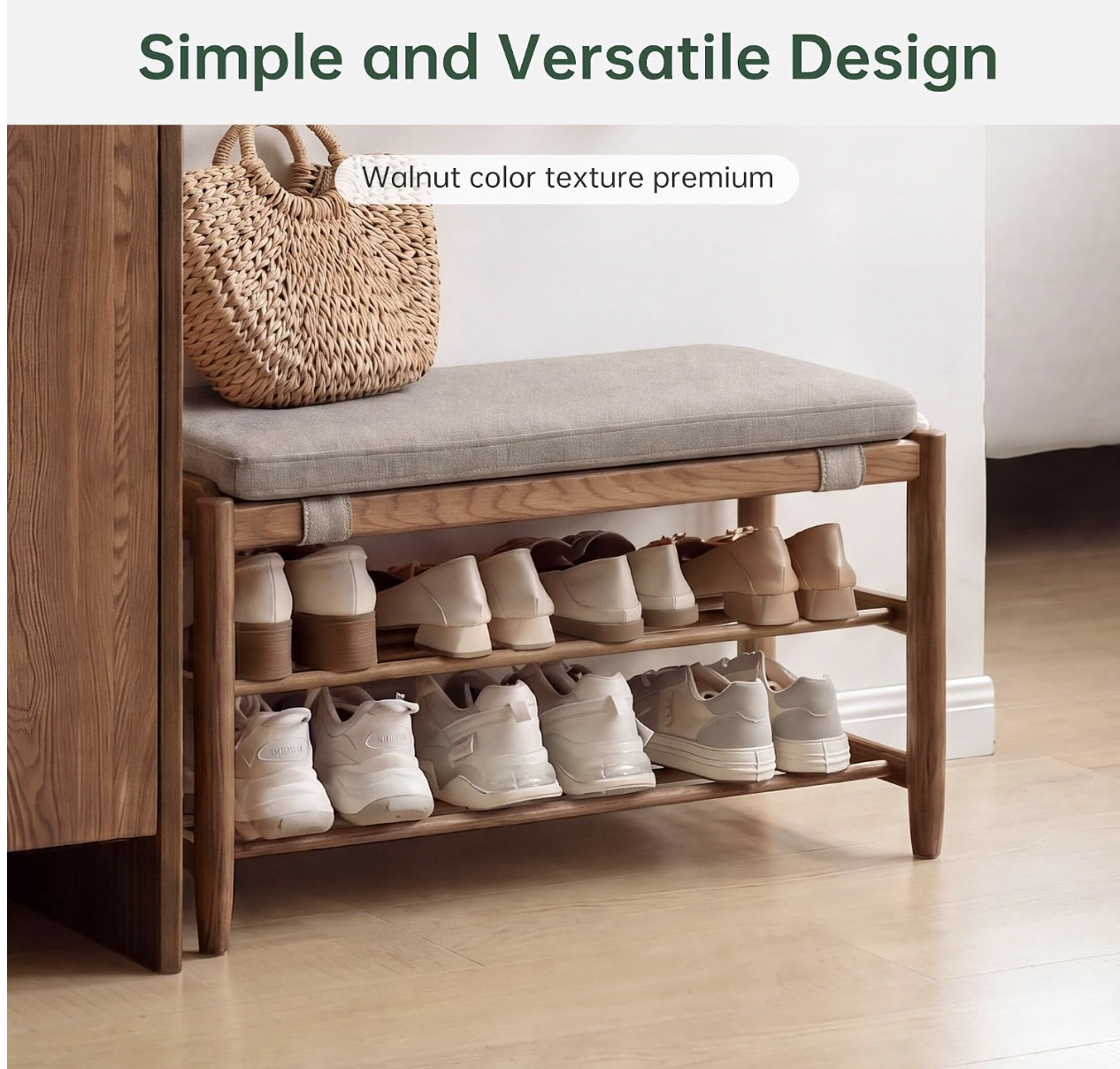Beech, Oak Solid Wood Shoe Storage Bench