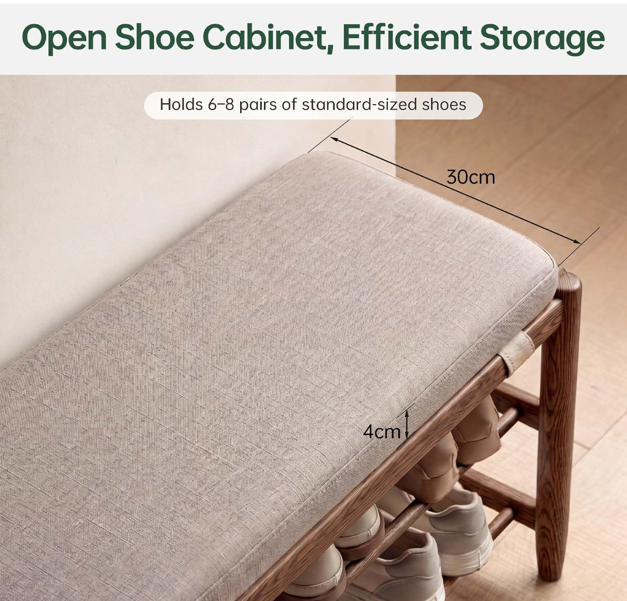 Beech, Oak Solid Wood Shoe Storage Bench
