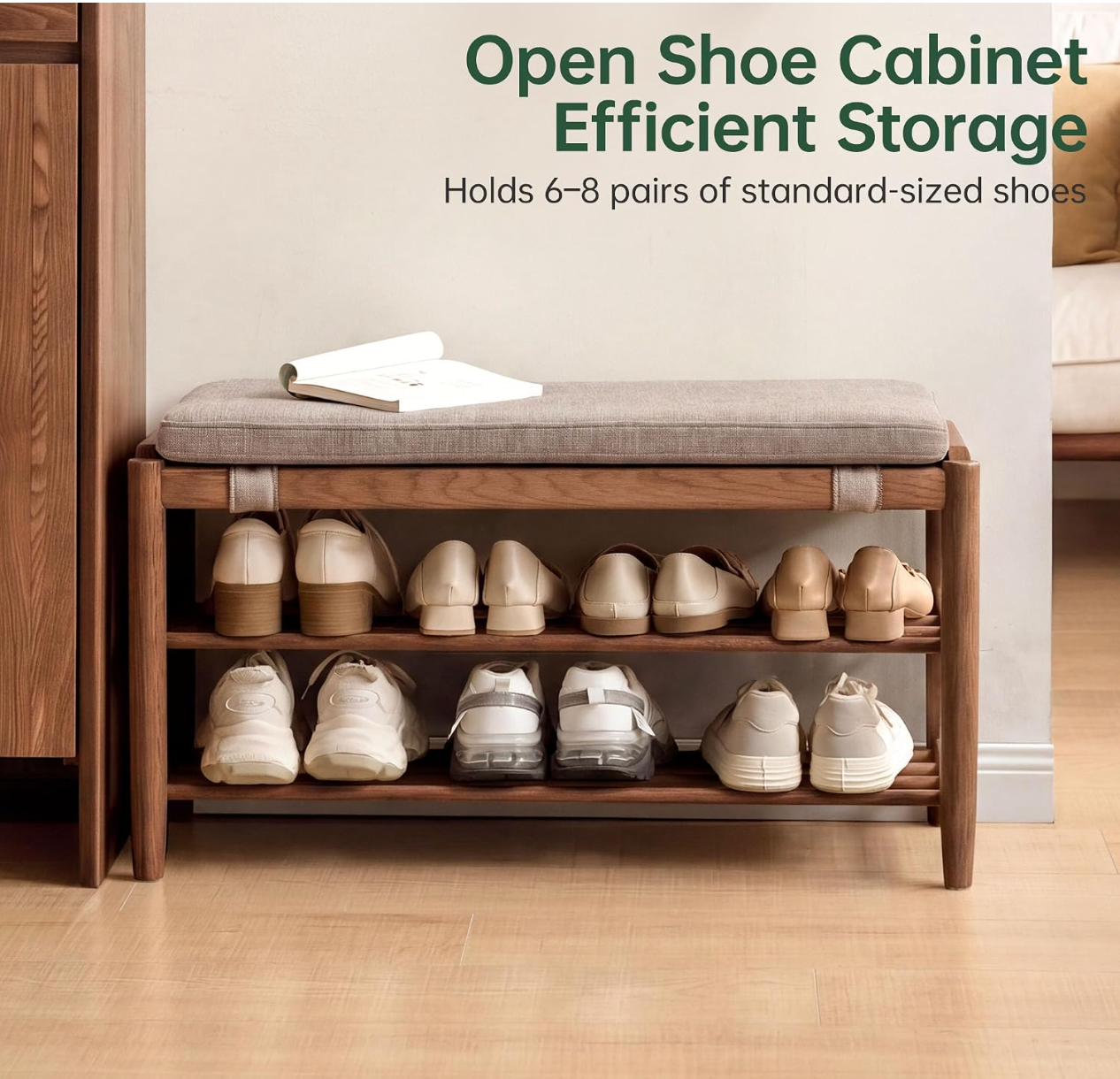 Beech, Oak Solid Wood Shoe Storage Bench