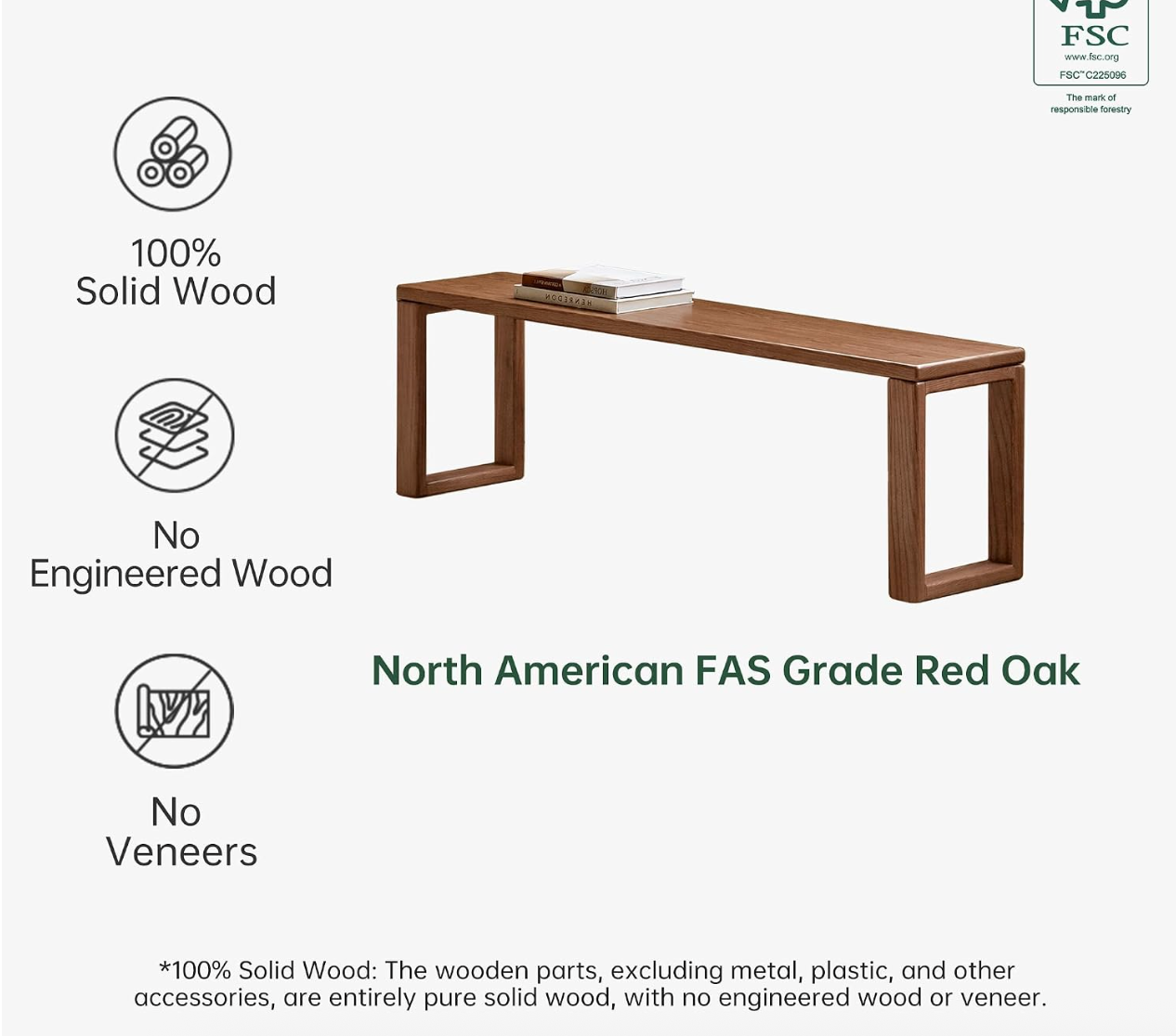 Oak Solid Wood Long Bench