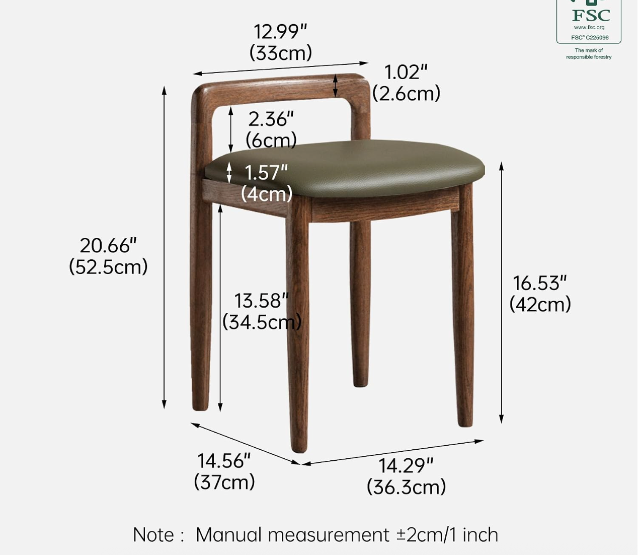 Beech, Oak Solid Wood Makeup Stool