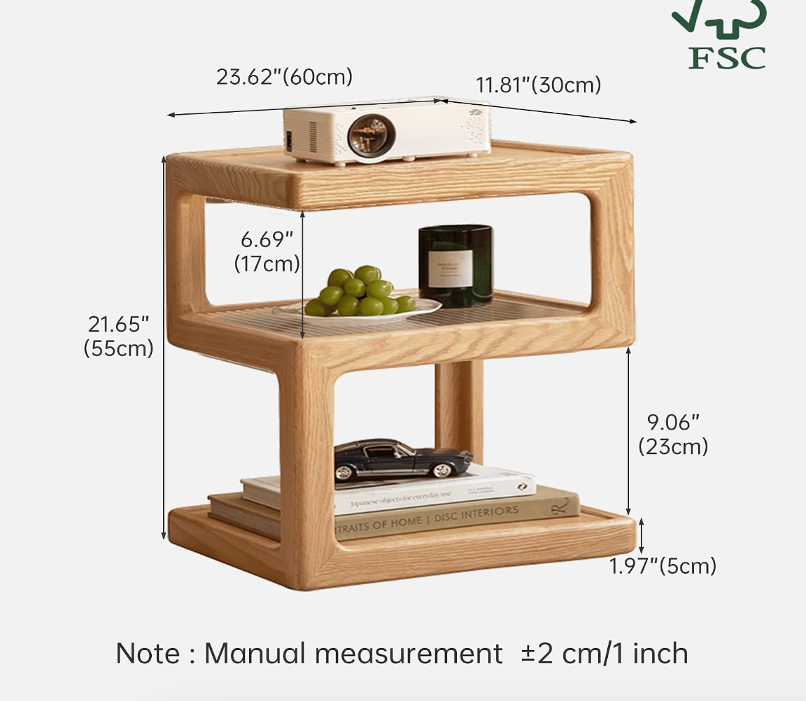 Oak Solid Wood Corner Square Side Table