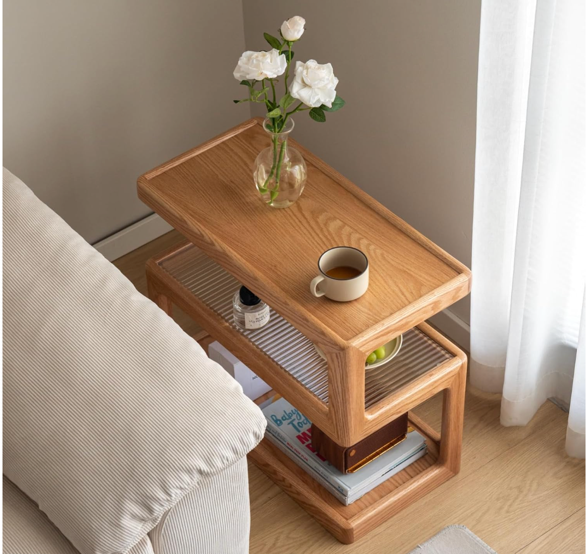 Oak Solid Wood Corner Square Side Table
