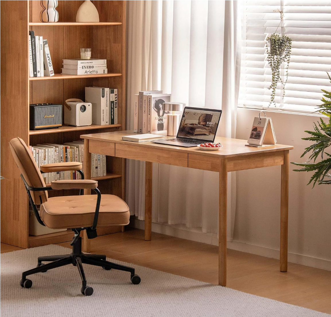 Black Walnut Solid Wood, solid Rubberwood Luxury Office Desk with drawer