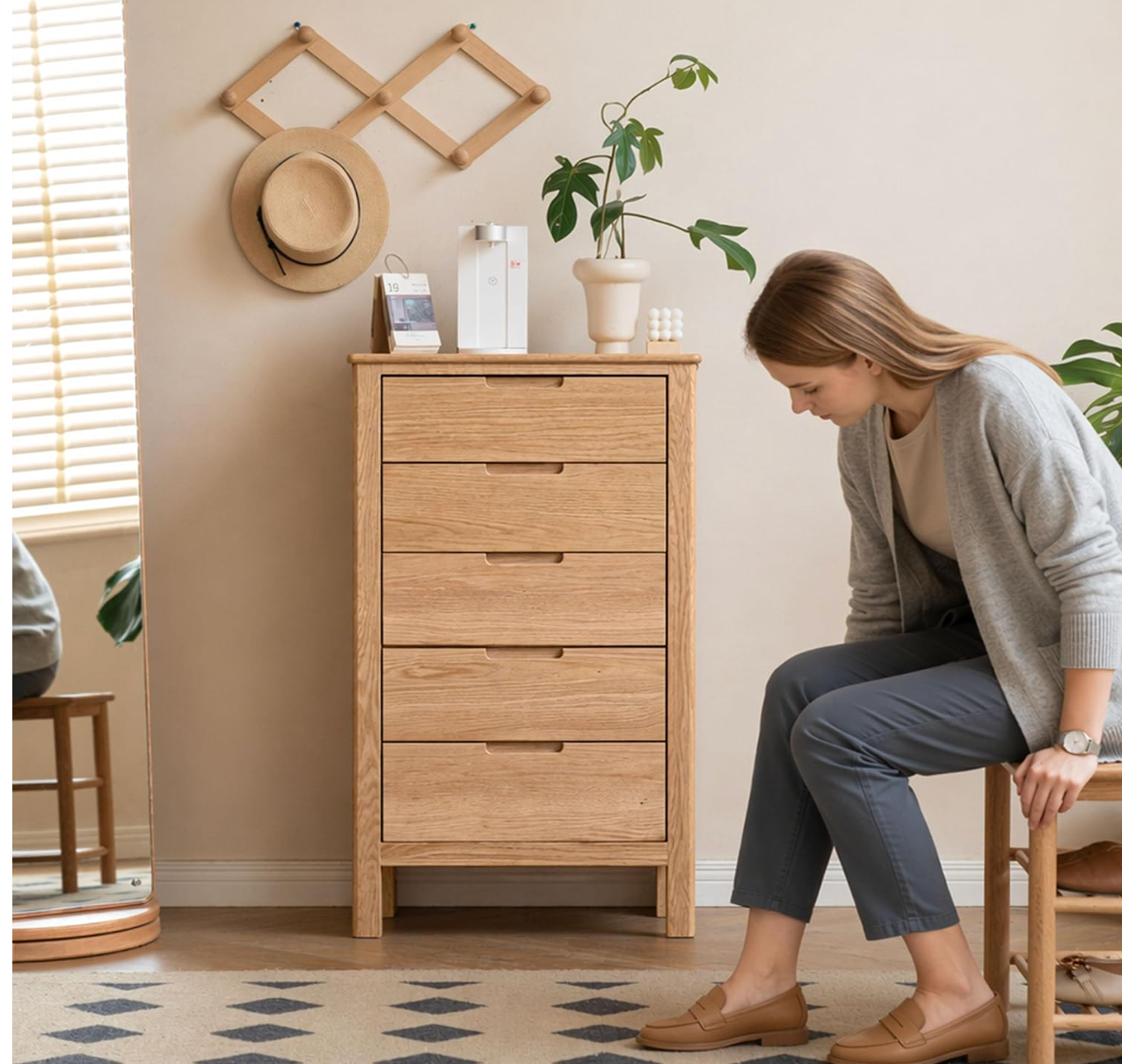 Oak Solid Wood Nordic Chest of Drawers