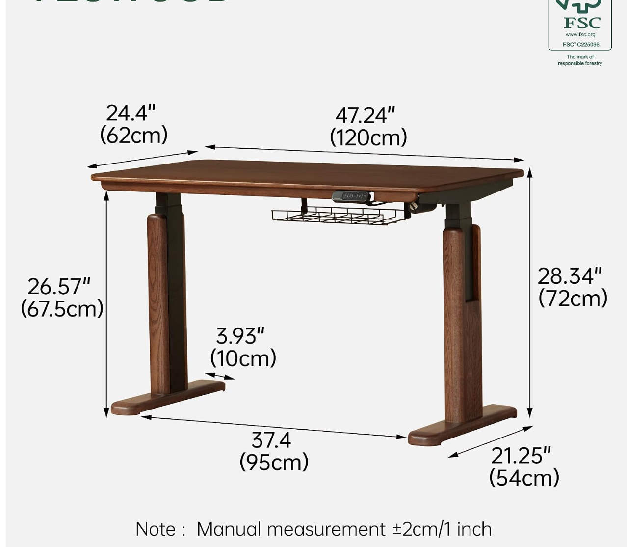 Oak Solid Wood Electric Elevating Desk