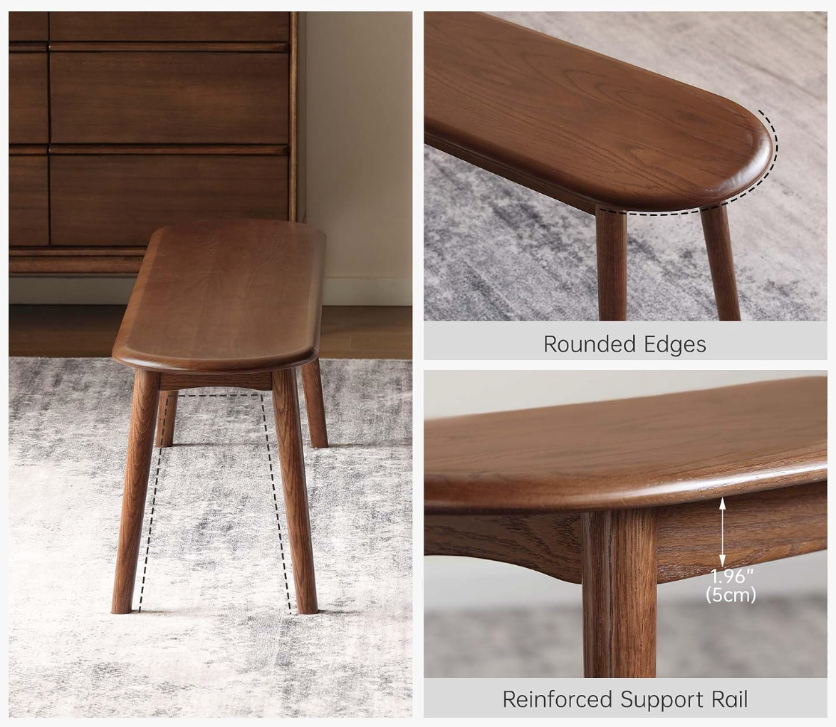 Black Walnut, Oak Solid Wood Dining Table with Industrial Trestle Legs