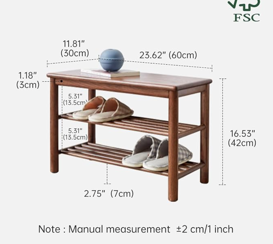 Beech, Oak Solid Wood Shoe Storage Bench