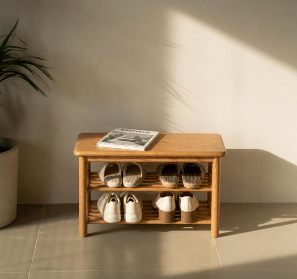 Beech, Oak Solid Wood Shoe Storage Bench