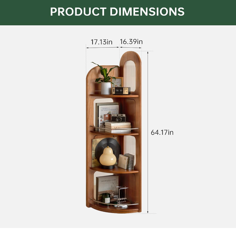 Cherry, Poplar Solid Wood Arched Corner Ladder Shelf