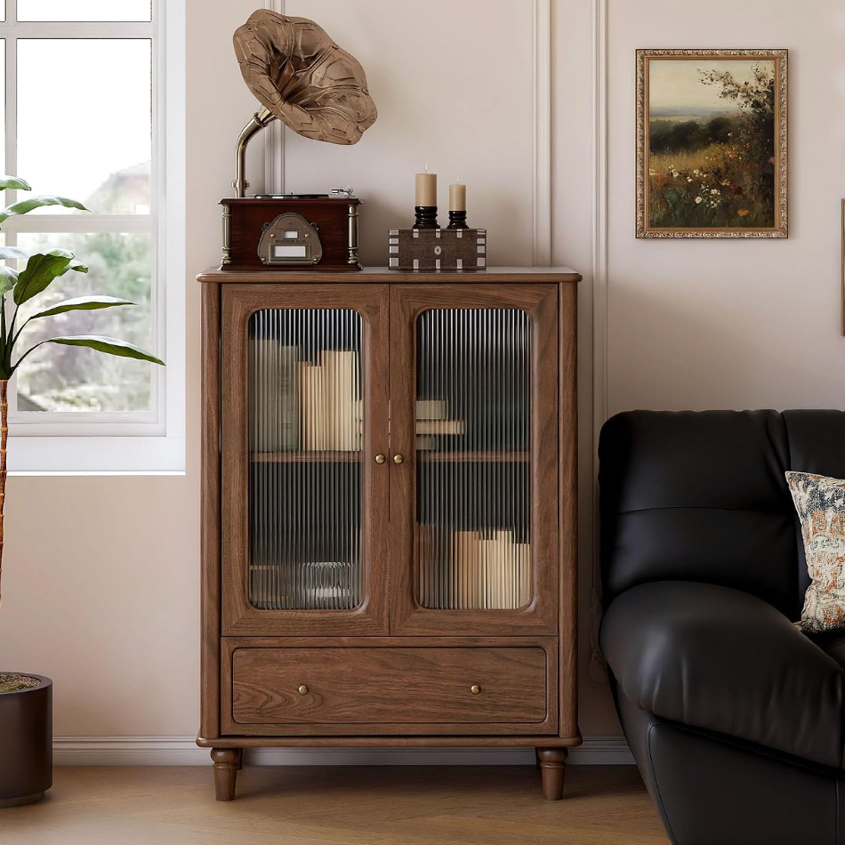 Black Walnut Solid Wood Side Cabinet