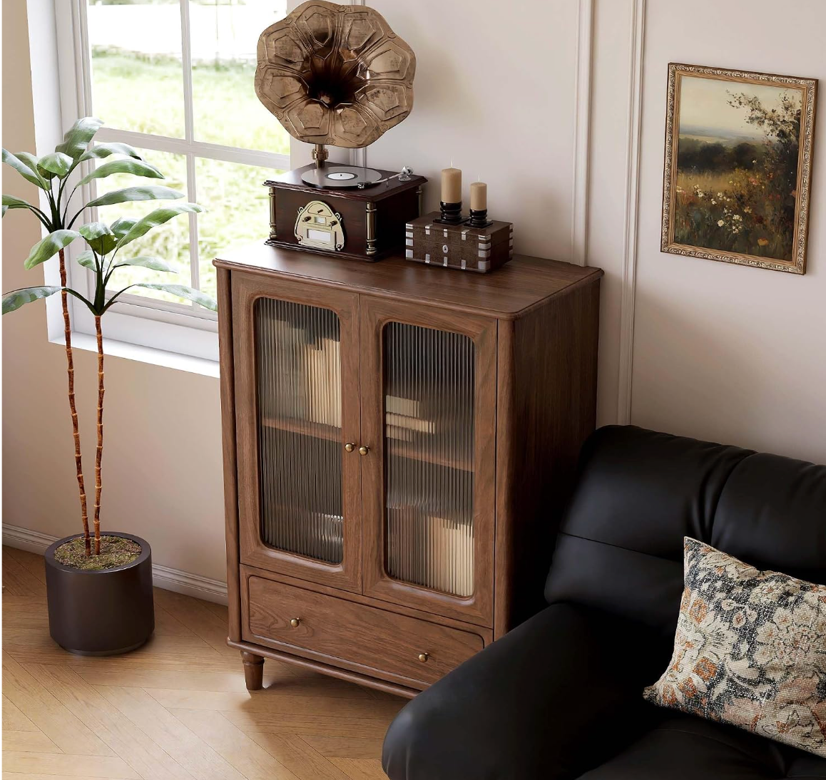 Black Walnut Solid Wood Side Cabinet
