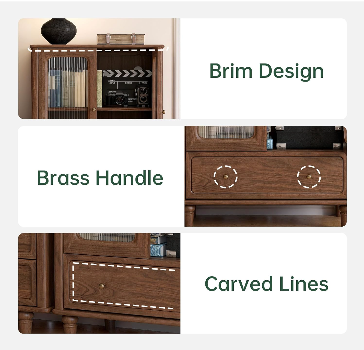 Black Walnut Solid Wood Side Cabinet