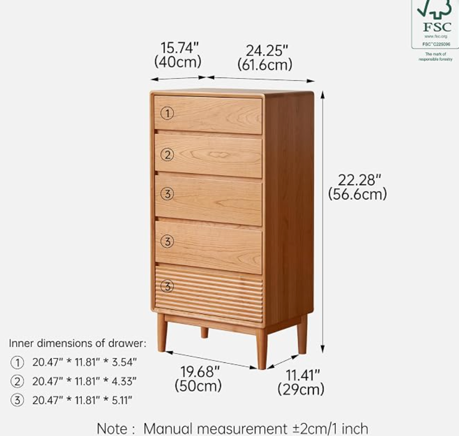 Cherry Solid Wood Chest of Drawers