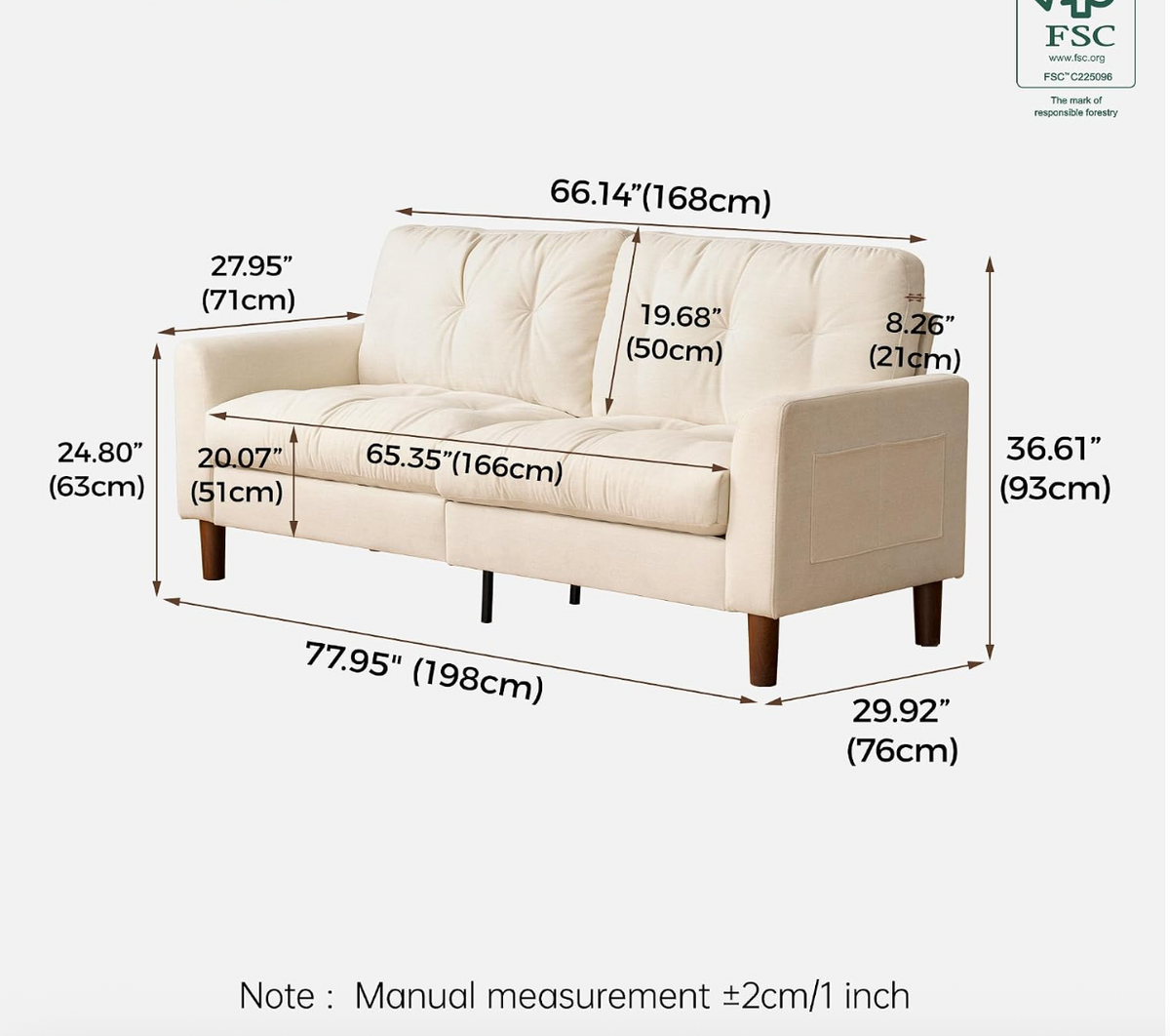 Track Arm Tufted Sofa with Side Pocket Storage
