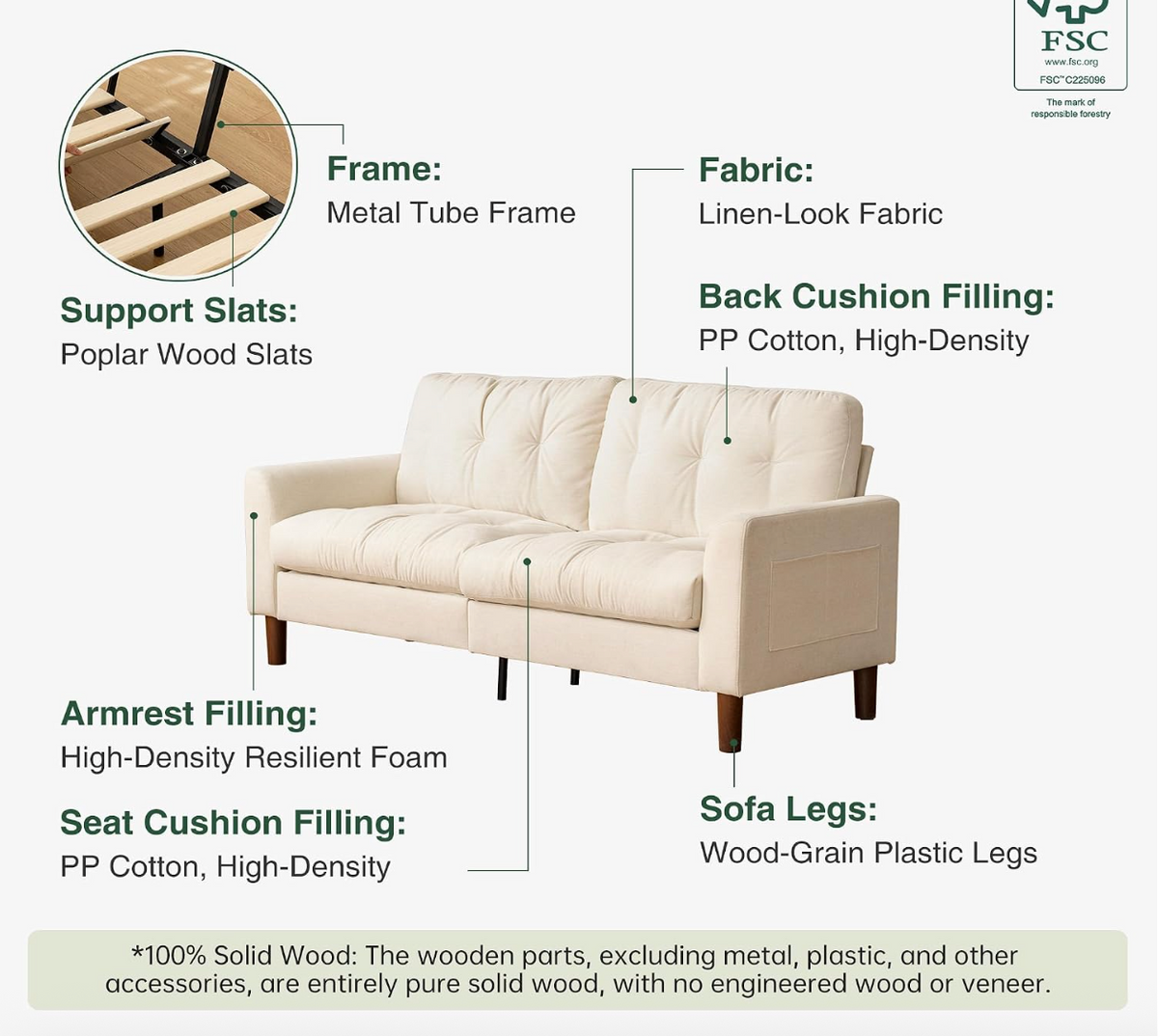 Track Arm Tufted Sofa with Side Pocket Storage