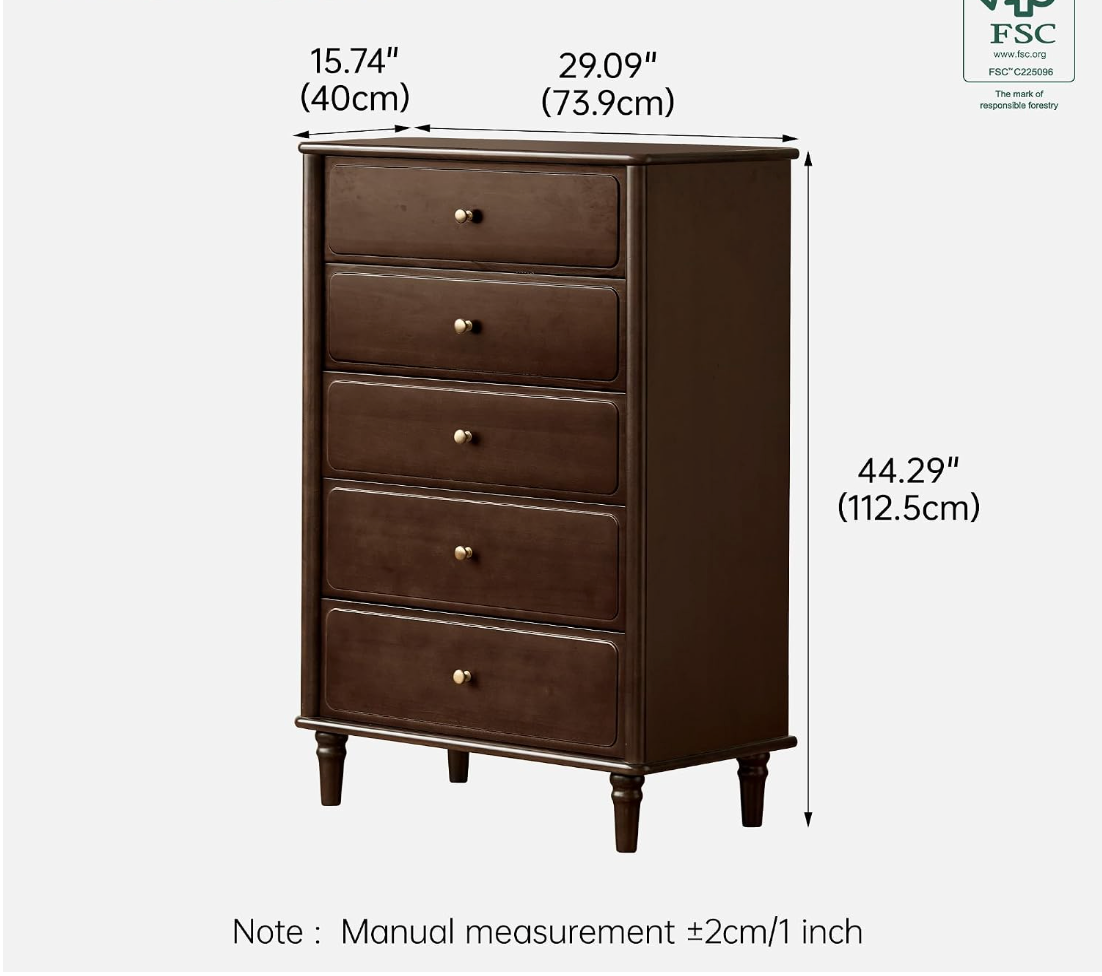 Poplar Solid Wood Traditional Dresser with Brass Knobs and Turned Spindle Legs