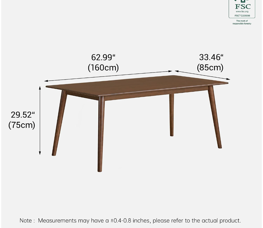 Oak Solid Wood, Rubberwood Modern Rectangular Dining Table