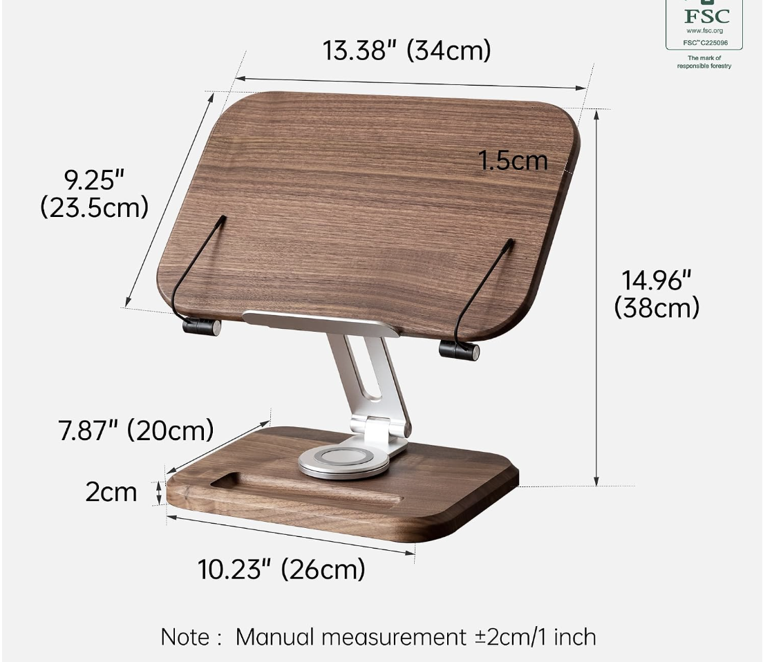 Oak, Black Walnut Solid Wood Book Holder Desktop Organizer