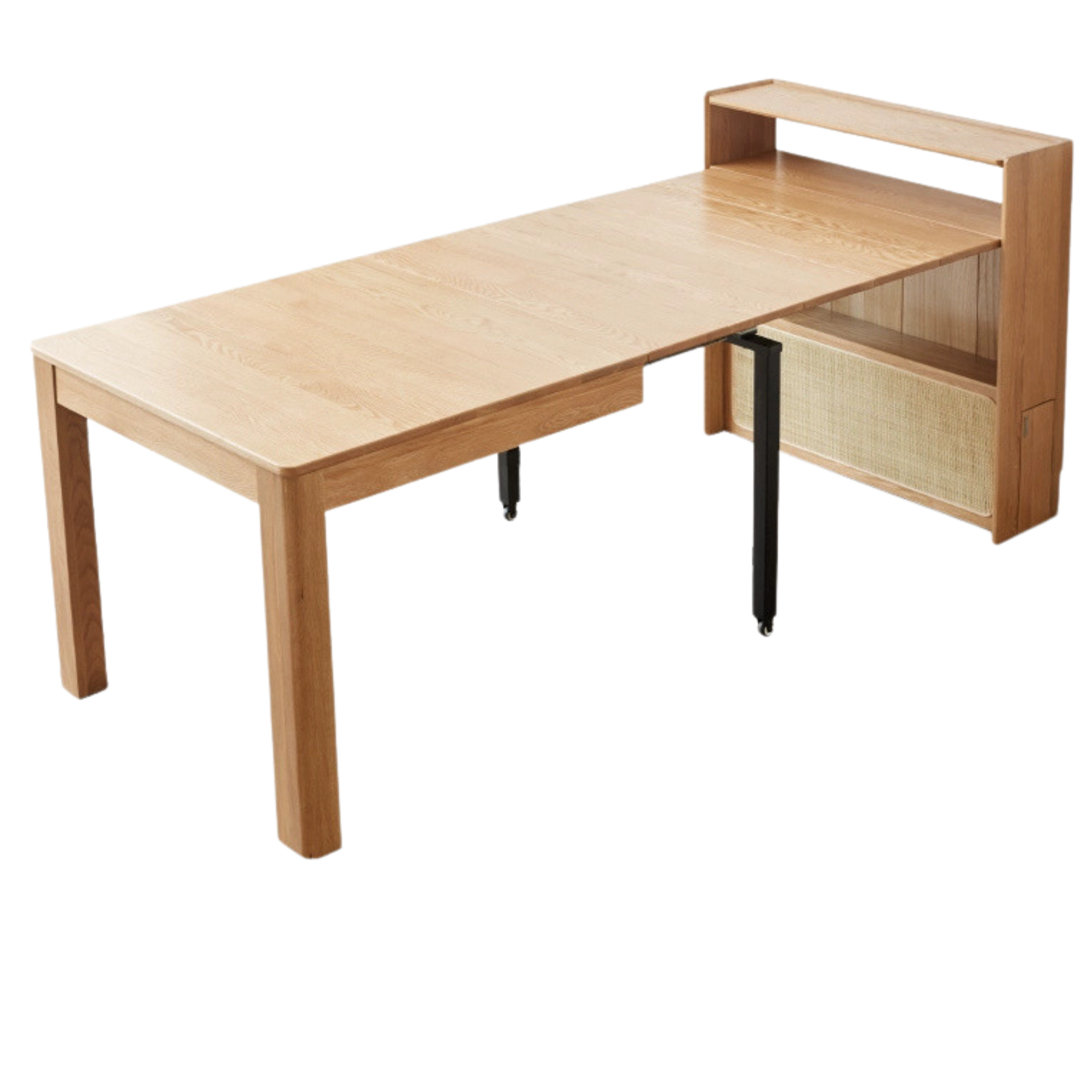 Oak solid wood telescopic dining table sideboard integrated