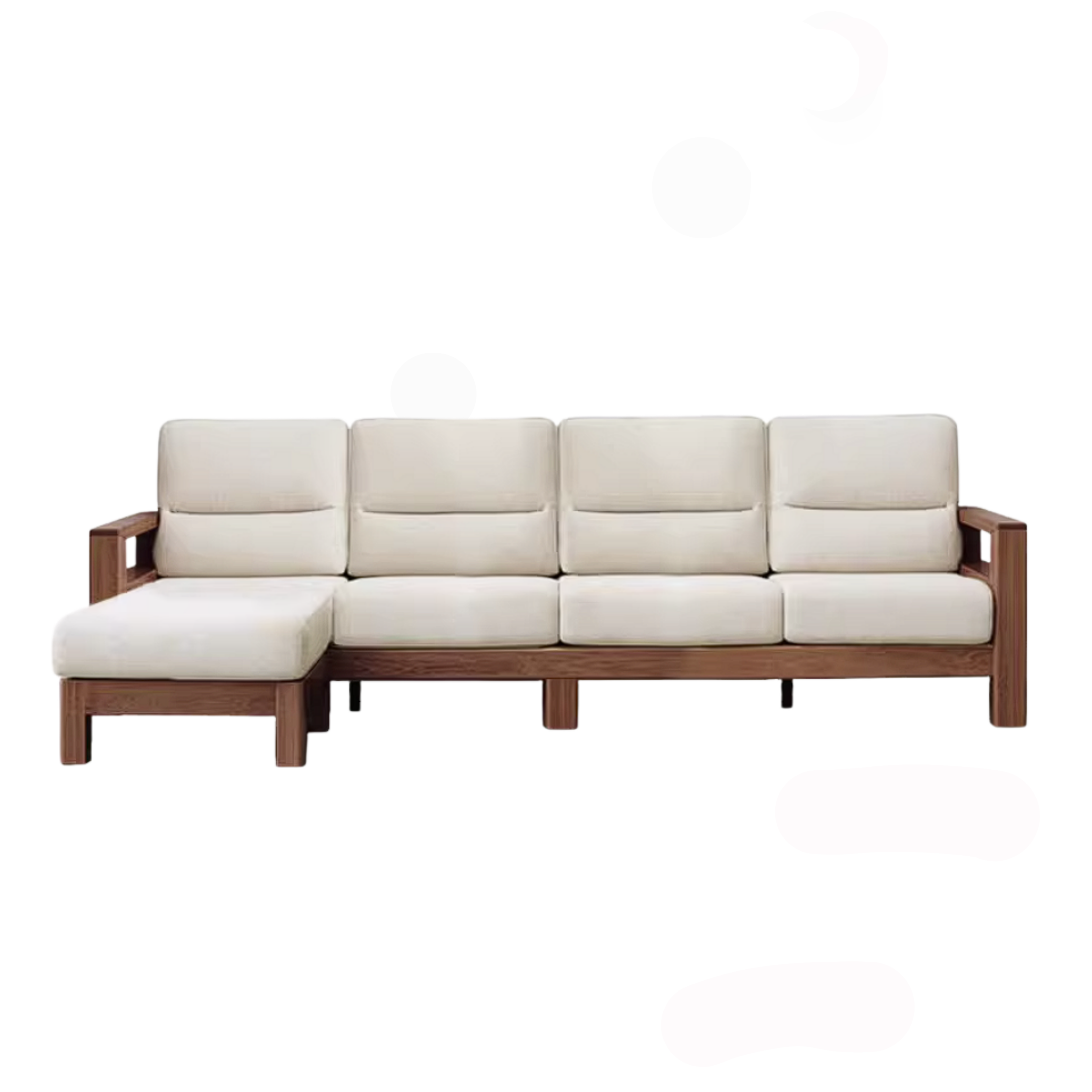 Black Walnut, Ash, Golden Sandalwood Solid Wood Corner Sofa with Fabric Upholstery