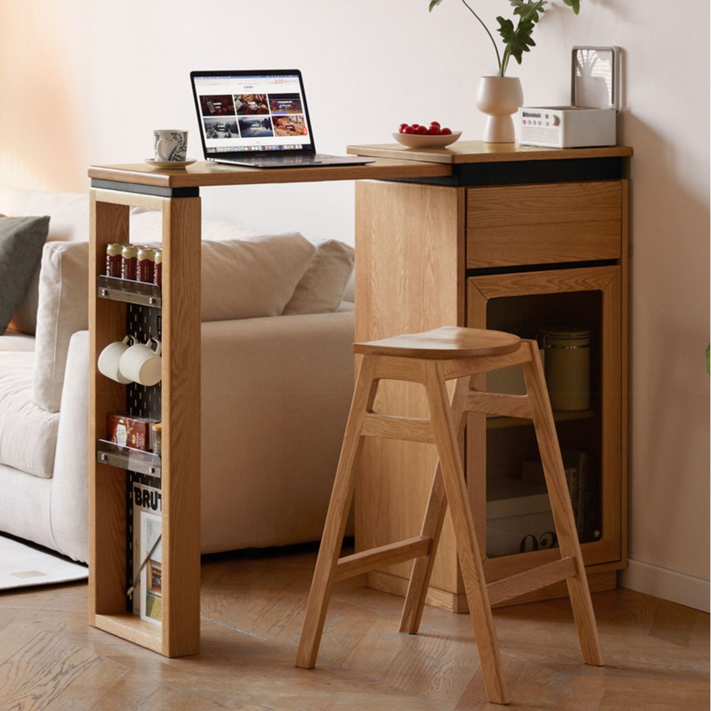 Oak Solid Wood Telescopic Partition Bar Table