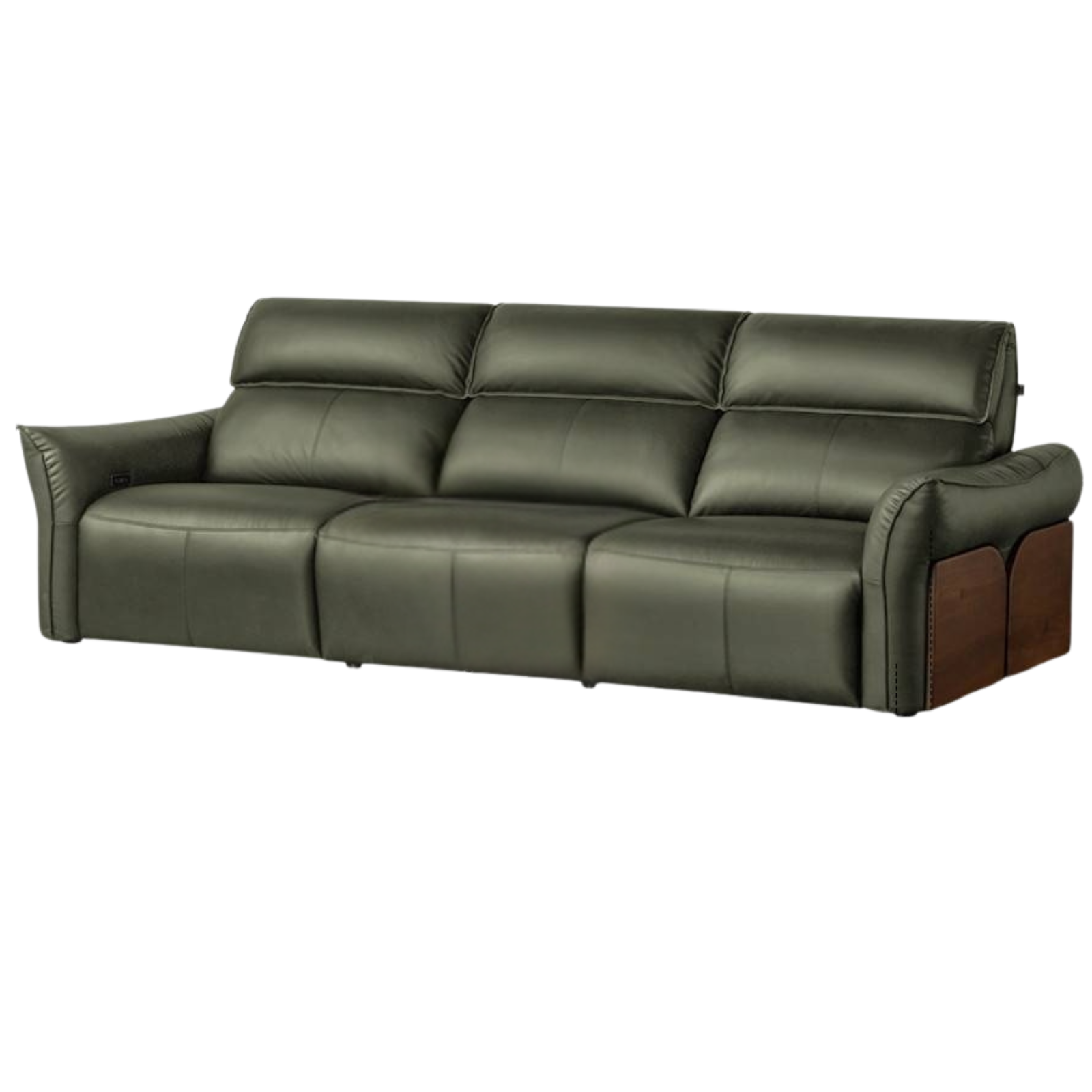 Black walnut solid wood Top Grain Genuine Leather Zero Wall Power Reclining Sofa
