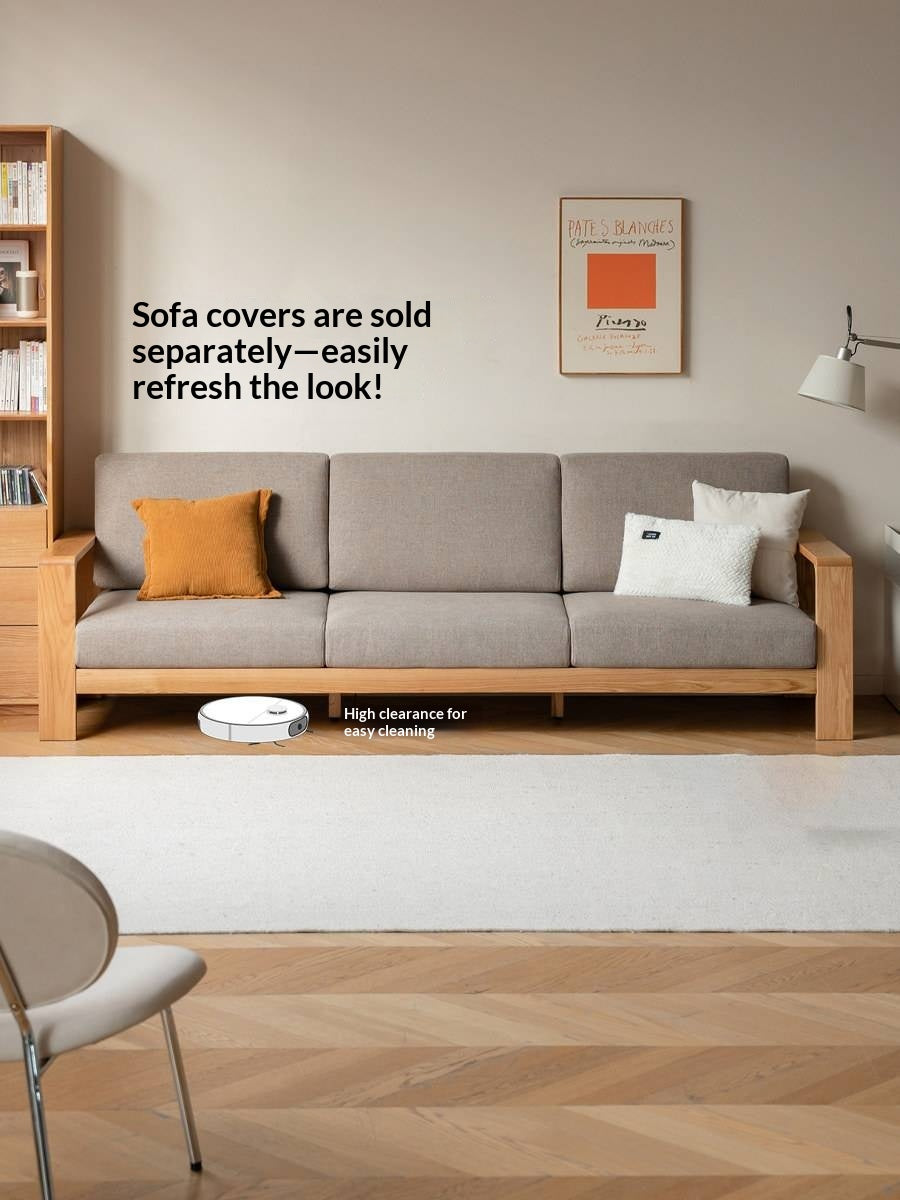 Oak Solid Wood Modern Fabric Sofa.