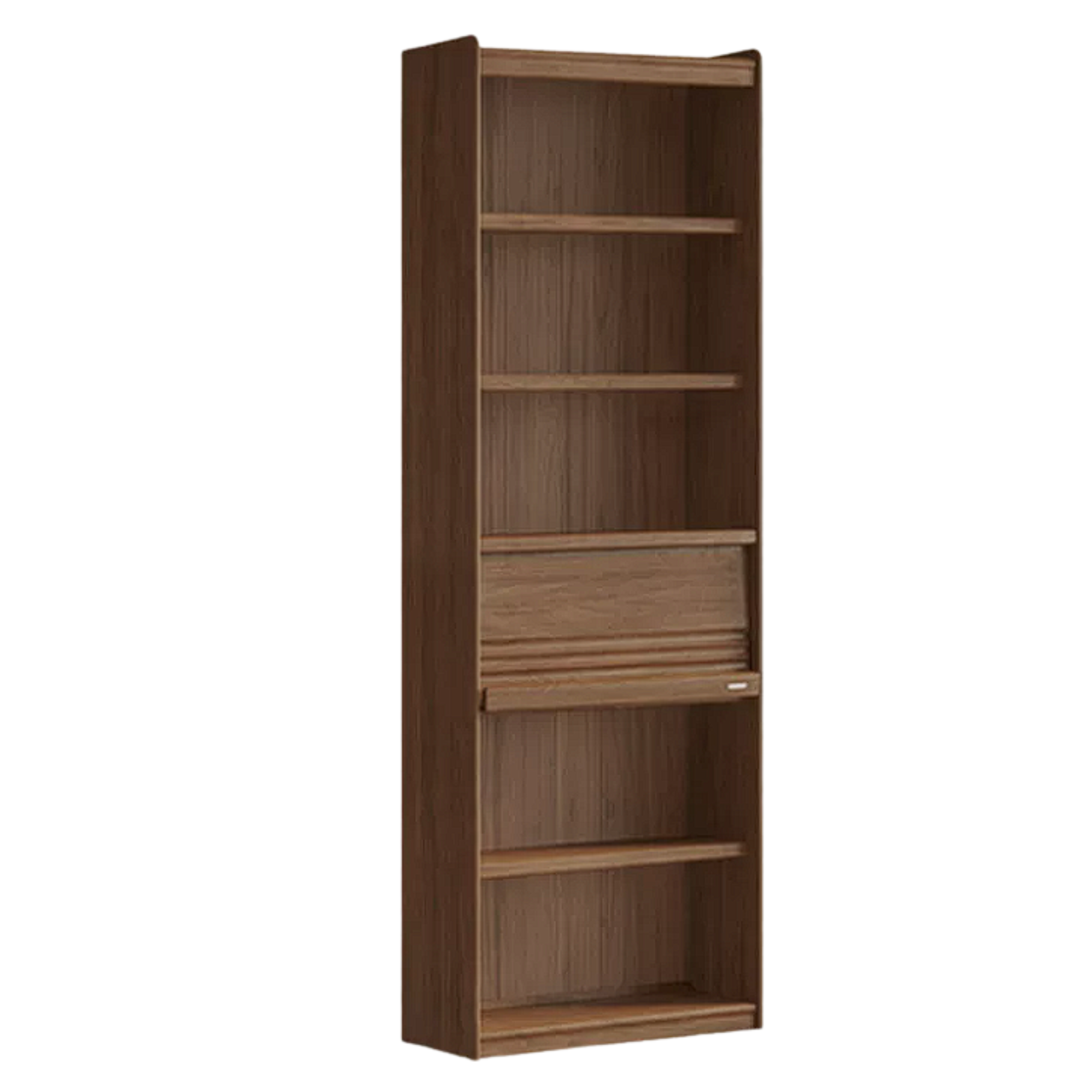 Black Walnut Solid Wood Combination Bookcase with Wall Storage and Floor Display