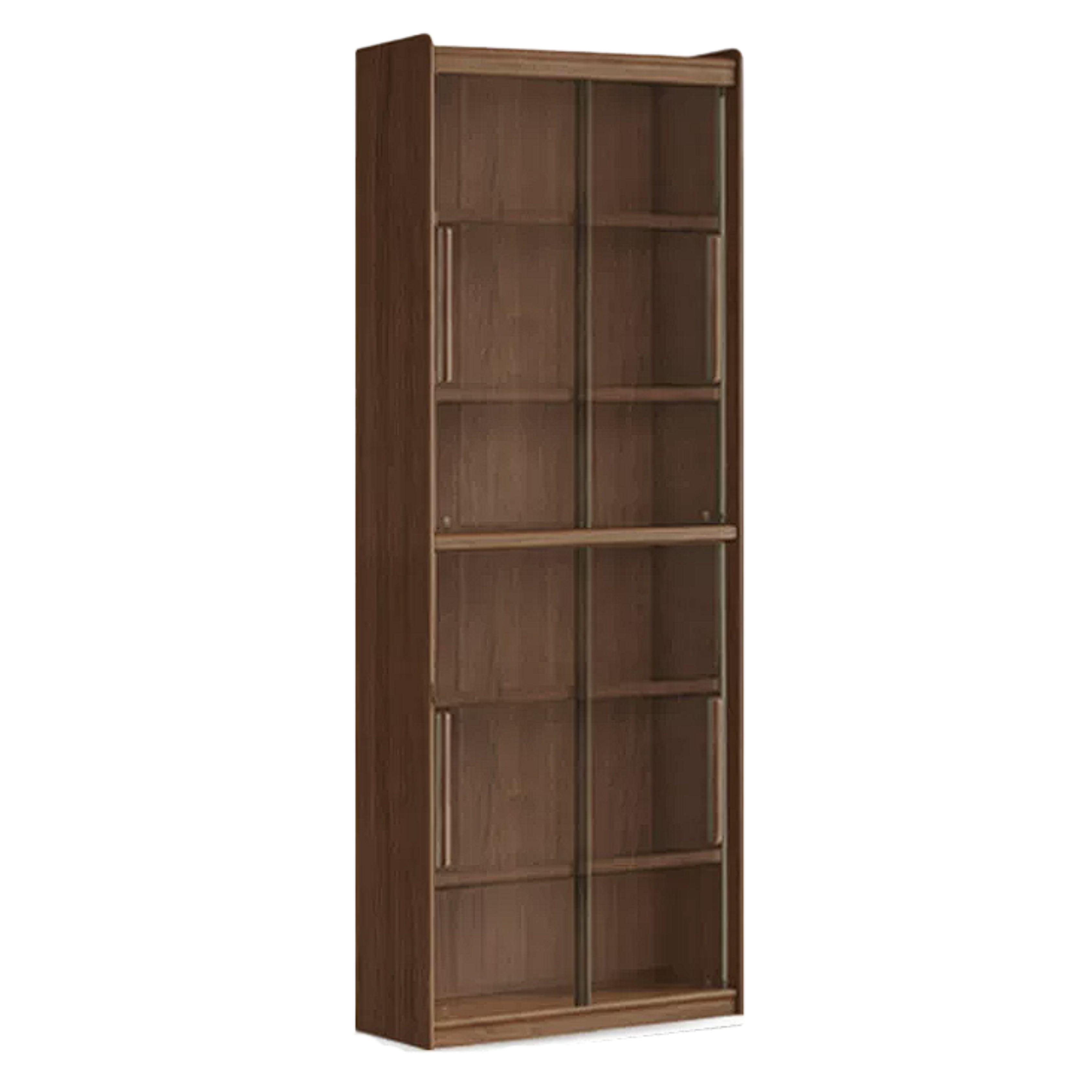 Black Walnut Solid Wood Combination Bookcase with Wall Storage and Floor Display