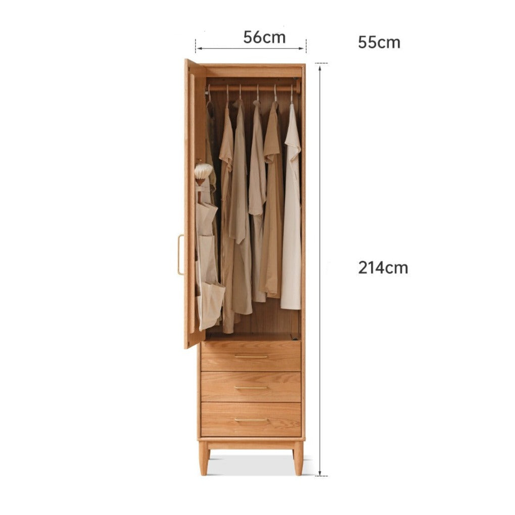 Oak solid wood double door wardrobe+