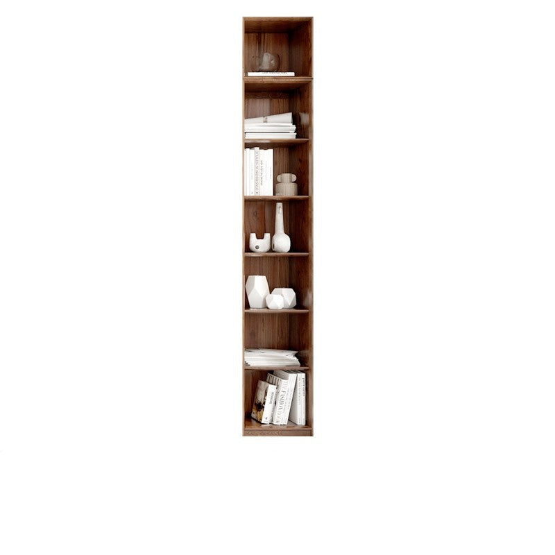 Oak Walnut solid wood cdust-proof glass door wall floor-to-ceiling bookshelf<