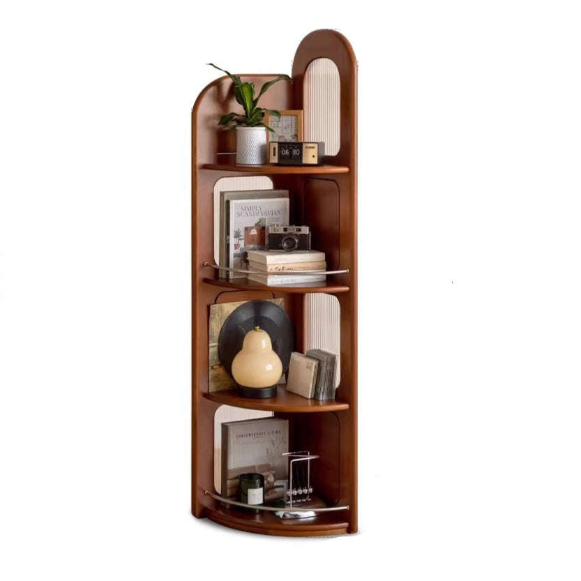 Poplar Solid Wood Retro Middle-Aged Style Corner Bookshelf