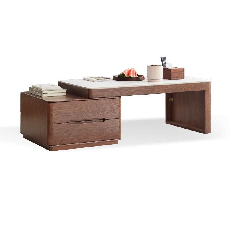 Oak Solid wood retractable slate coffee table "