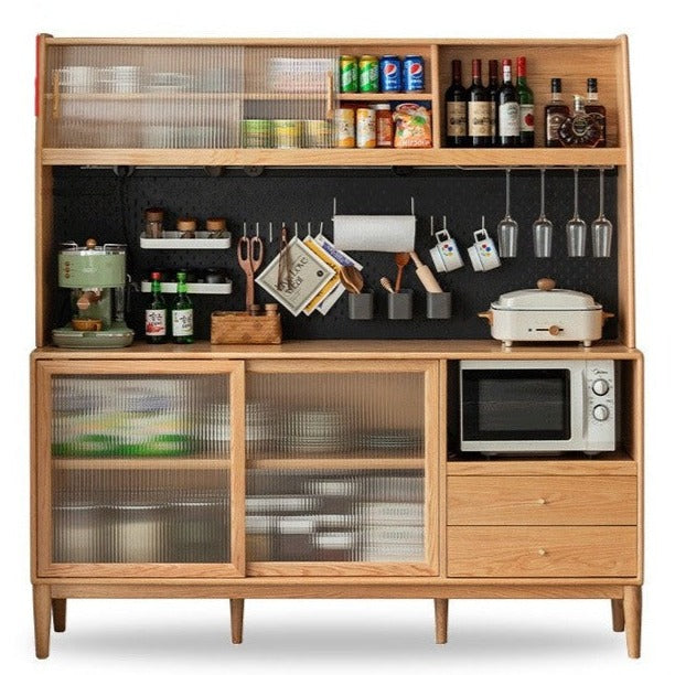 Oak solid wood sideboard multi-functional buffet cabinet,