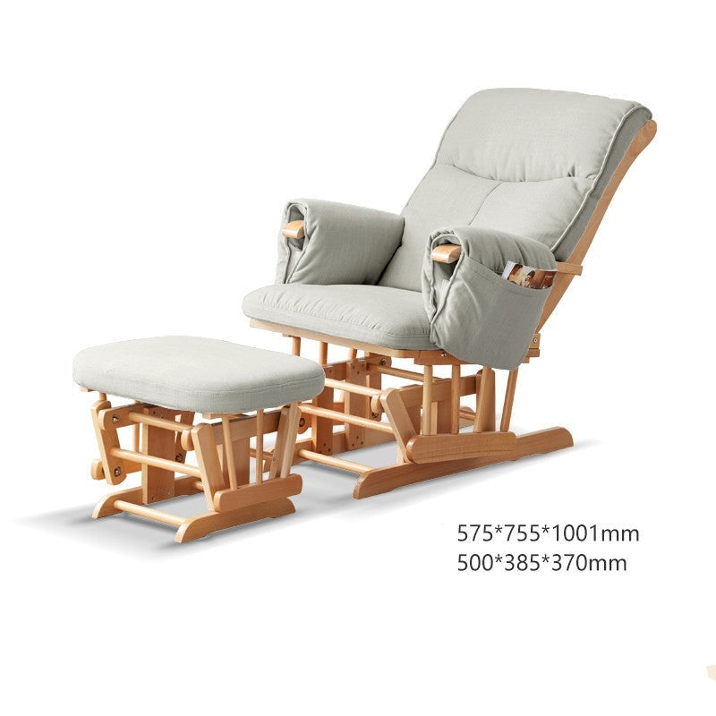 Beech Solid Wood Rocking Armchair + footstool"