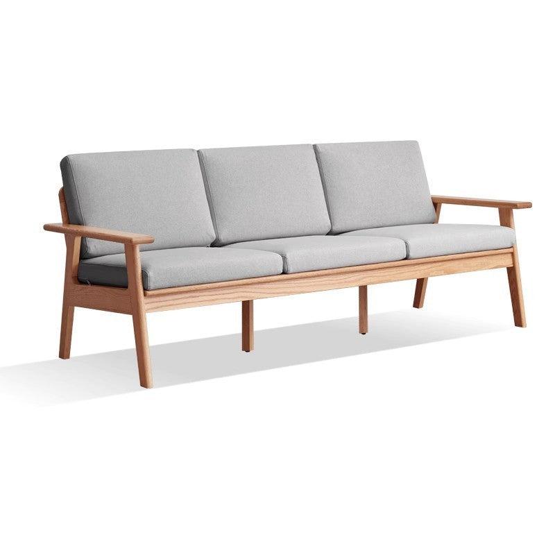 Oak solid wood Japanese-style three-person fabric sofa