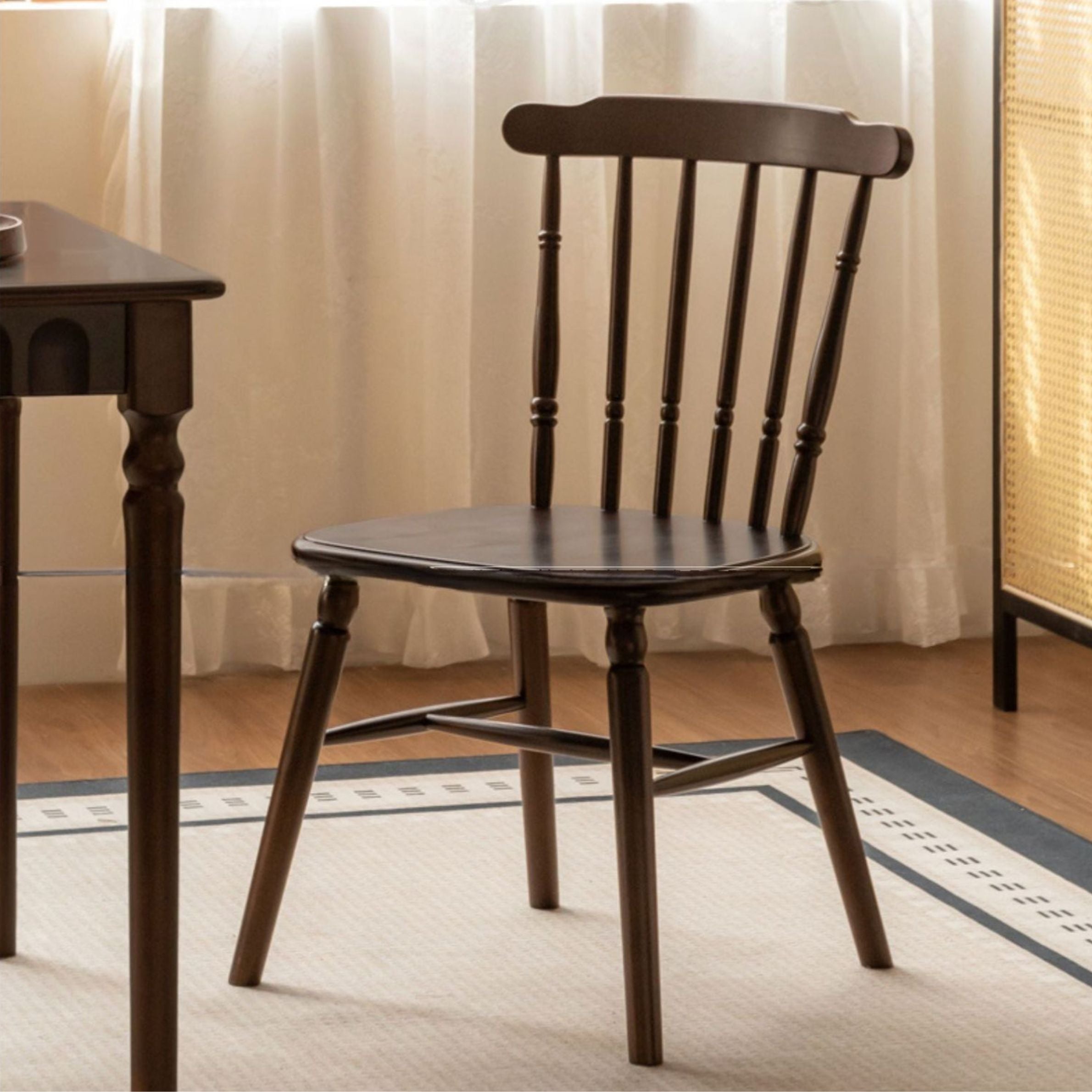 Set 4 pcs Black Walnut Solid Wood Dining Chair
