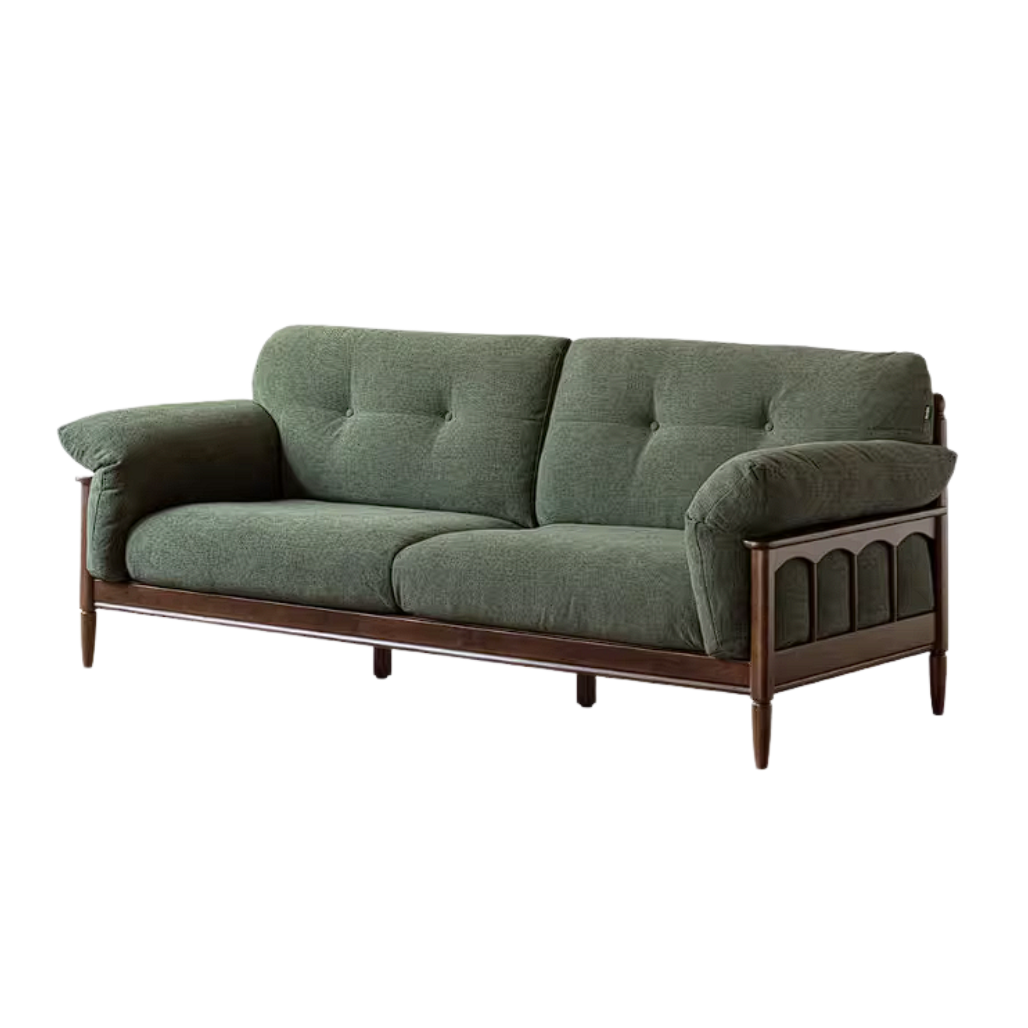 Poplar Solid Wood French Country Sofa with Spindle Arm Panels and High Back