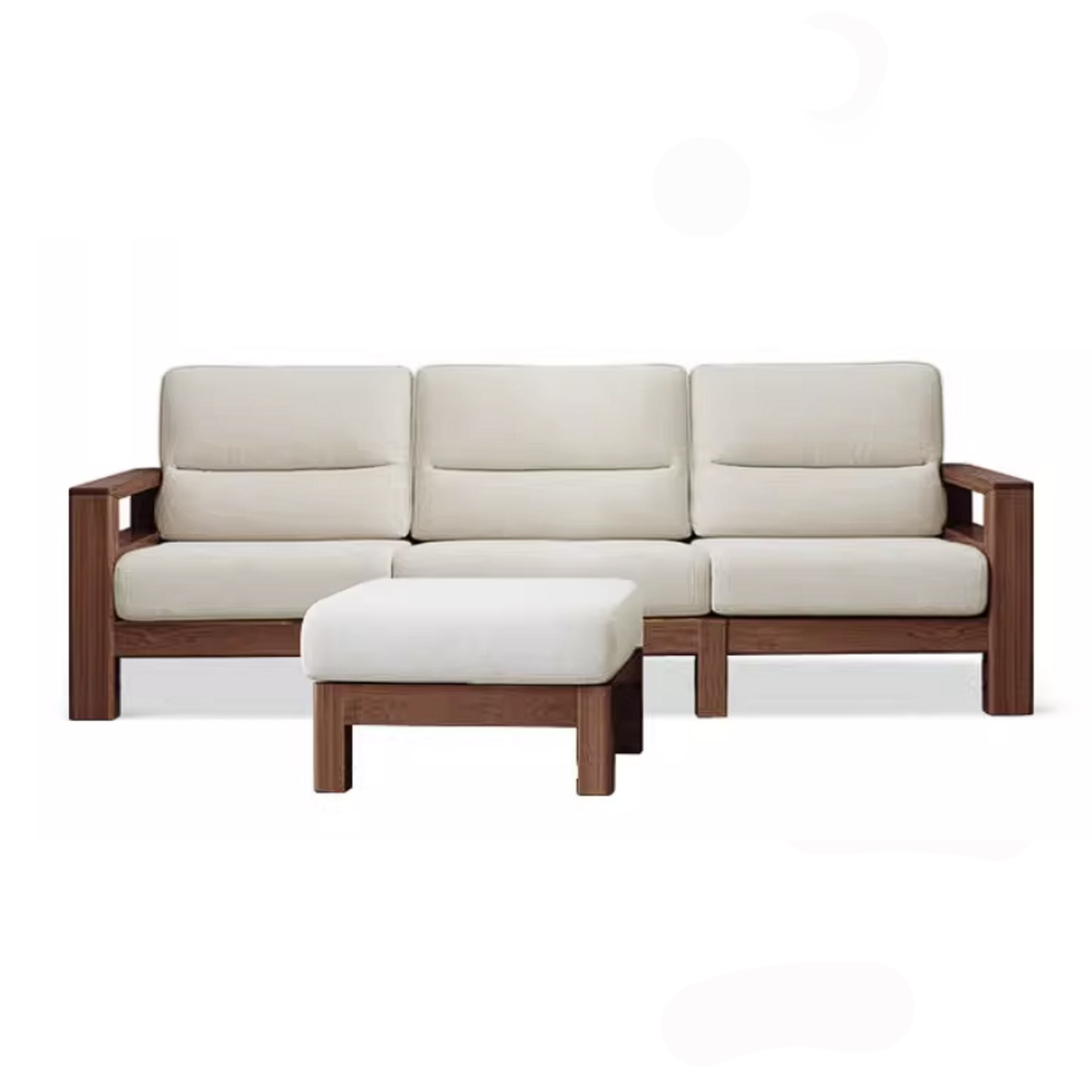 Black Walnut, Ash, Golden Sandalwood Solid Wood Corner Sofa with Fabric Upholstery