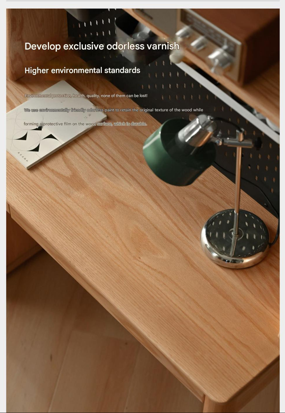 Oak Solid Wood Modern Computer Retractable Table