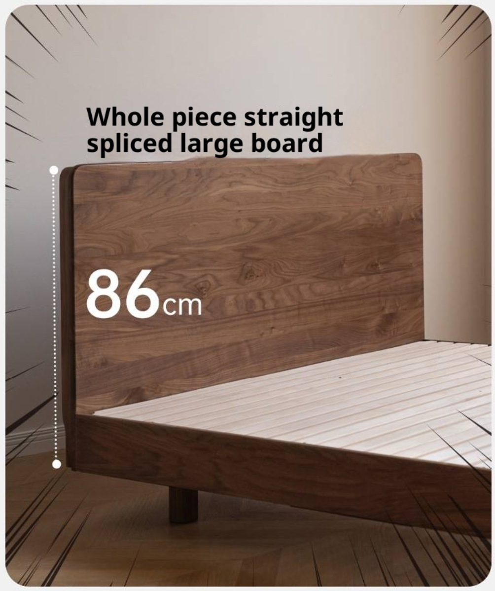 Black Walnut Solid Wood Modern Minimalist Bed