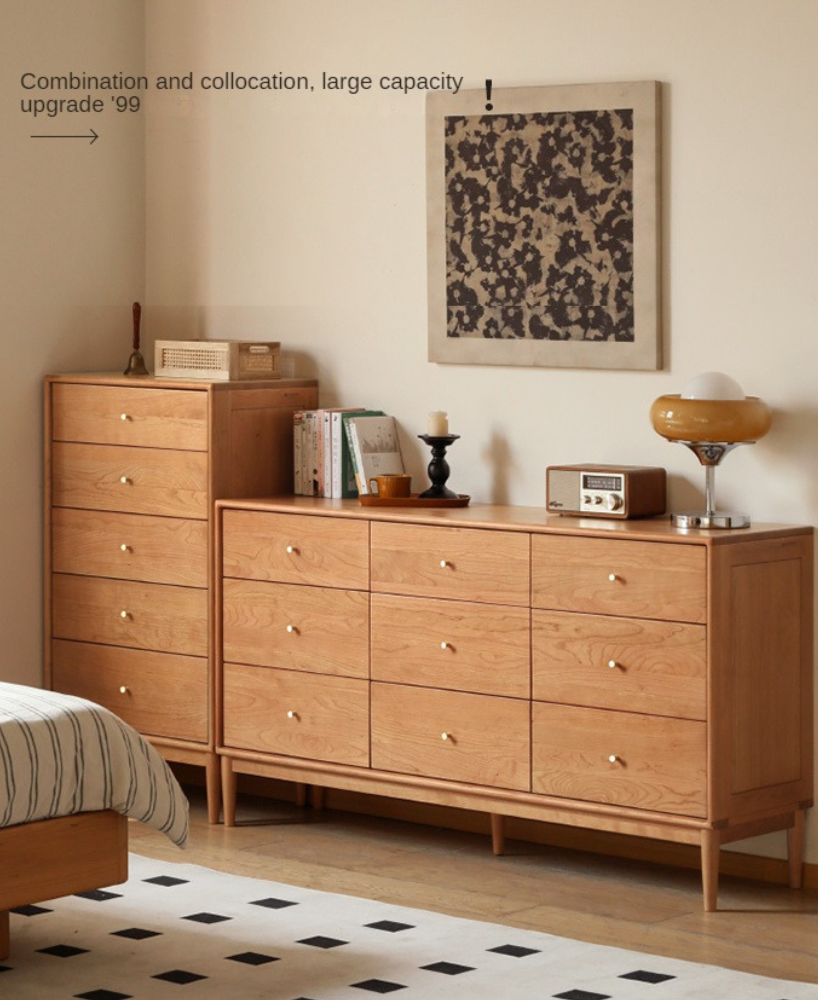 Cherry Wood Chest of Drawers: